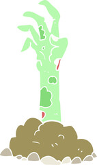 flat color illustration of zombie hand rising from ground