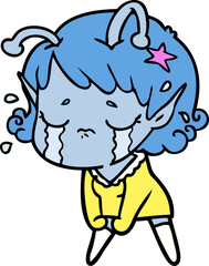 cartoon crying alien girl