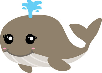 cute whale cartoon, sea animal