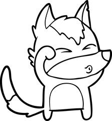 cartoon wolf pouting