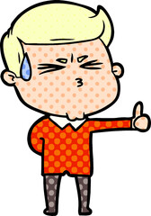 cartoon man sweating