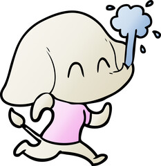cute cartoon elephant spouting water