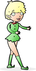 cartoon christmas elf woman