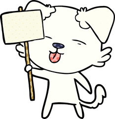cartoon dog holding sign post