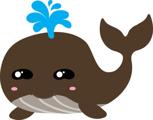 cute whale cartoon, sea animal