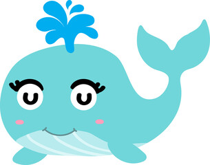 cute whale cartoon, sea animal