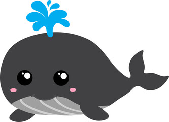 cute whale cartoon, sea animal