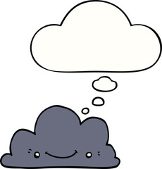 cute cartoon cloud with thought bubble