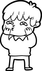 cartoon curious man
