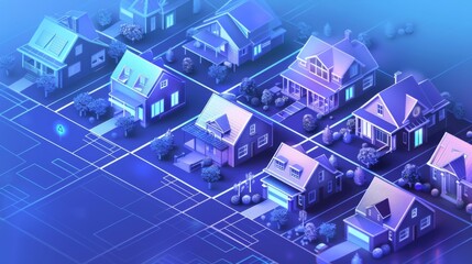 Computer Generated Image of Houses in a Residential Area - 775869118