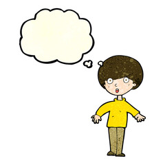 cartoon surprised man with thought bubble