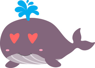 cute whale cartoon, sea animal