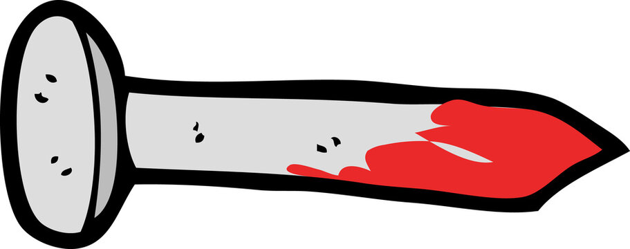 cartoon nail with red paint clip art preview