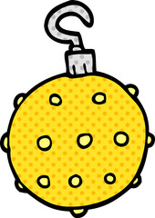 cartoon doodle golden xmas bauble