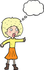 cartoon woman  with thought bubble