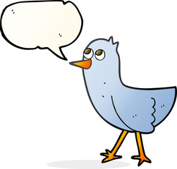 freehand drawn speech bubble cartoon bird