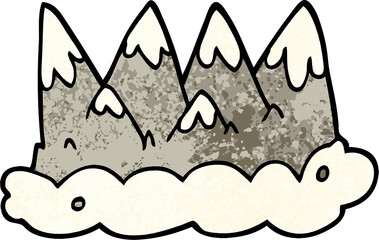 grunge textured illustration cartoon mountains