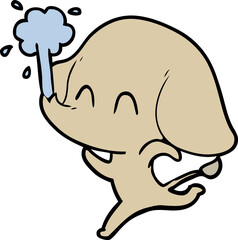 cute cartoon elephant spouting water