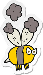 sticker of a cartoon angry bee