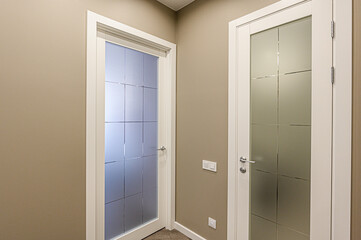 standard room interior apartment. room doors, renovation corridor lobby entrance hall