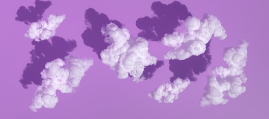 Fototapeta premium パステルカラーの地面に浮かぶ雲と映る影