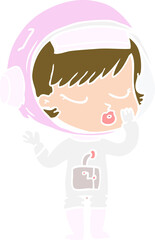 flat color style cartoon pretty astronaut girl