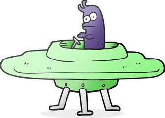 freehand drawn cartoon flying saucer