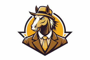 Vintage gentleman horse head logo vector illustration 