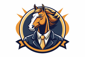 Fototapeta na wymiar Vintage gentleman horse head logo vector illustration 