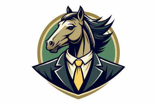 Vintage gentleman horse head logo vector illustration 