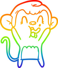 rainbow gradient line drawing of a crazy cartoon monkey