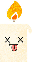 retro illustration style cartoon of a lit candle