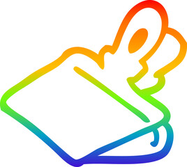 rainbow gradient line drawing of a cartoon paper clip
