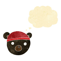 cartoon black bear face with thought bubble
