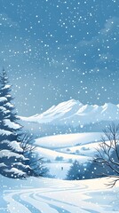 Serene Snowy Mountain Landscape in Winter Wonderland Setting