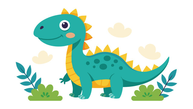 Cute Dinosaurs flat vector illustration on white background