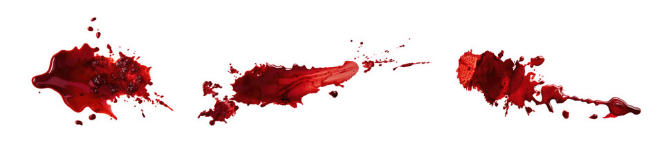 Set of blood stains and drops isolated on transparent background. - 775871713