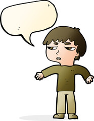 cartoon annoyed boy with speech bubble
