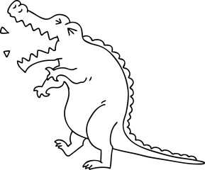 line drawing quirky cartoon crocodile