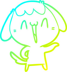 cold gradient line drawing of a cute cartoon dog