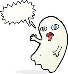funny cartoon ghost with speech bubble