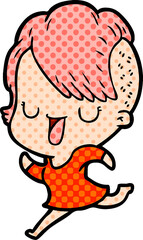 cute cartoon girl with hipster haircut