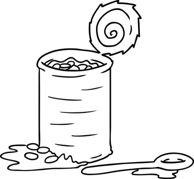 recommend clip art: hand drawn line drawing doodle of an opened can of beans