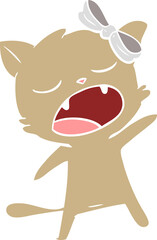 flat color style cartoon singing cat