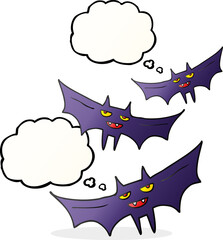 freehand drawn thought bubble cartoon halloween bat