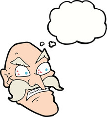 cartoon angry old man with thought bubble
