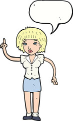 cartoon woman with idea with speech bubble
