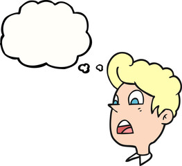 freehand drawn thought bubble cartoon shocked man
