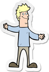 sticker of a cartoon happy man