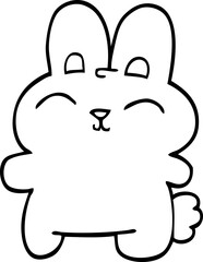 happy line drawing cartoon rabbit